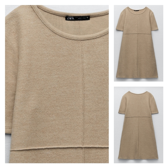 ZARA Basic Soft Dress Light Camel - Picture 3 of 3